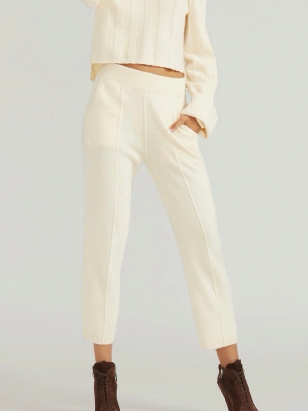 NWT LoveShackFancy Foxglobe pant Ivory 100% cashmere XS